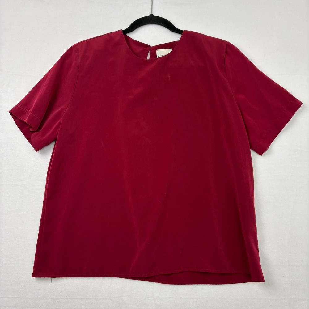Modern Essentials Womens Mulberry Red Short Sleeve Blouse Size L B1